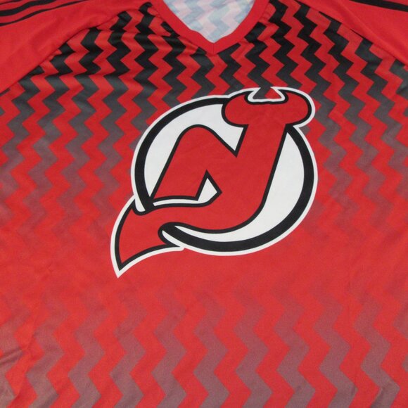 Adidas NHL New Jersey Devils Jersey 3XL Red Black Zigzag NWT - Picture 3 of 12